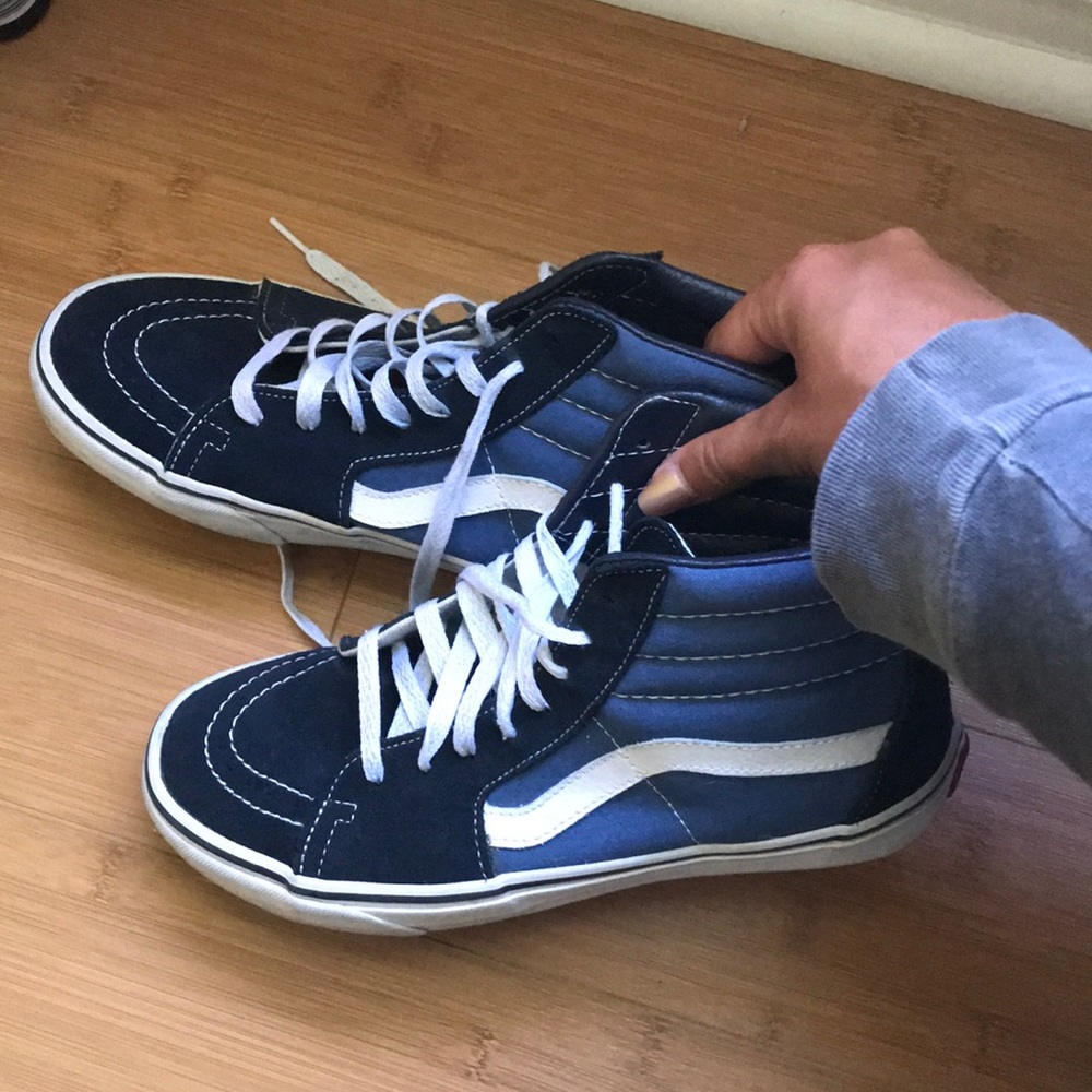 navy and blue high top vans!